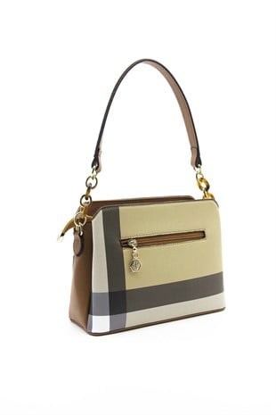 Silver & Polo Bej - Taba SP937 Kadın Omuz Çantası