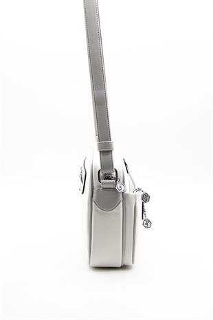 Silver & Polo Beyaz-A.gri SP491 Kadın Çapraz Çanta