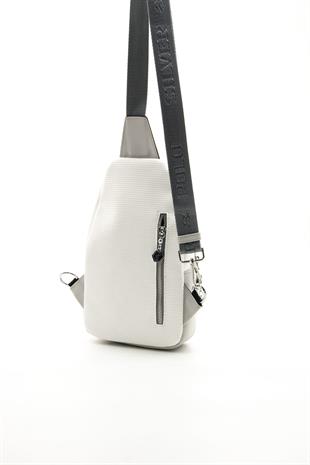 Silver & Polo Beyaz - A.gri SP959 Kadın Bel Çantası
