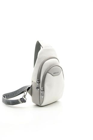 Silver & Polo Beyaz - A.gri SP959 Kadın Bel Çantası