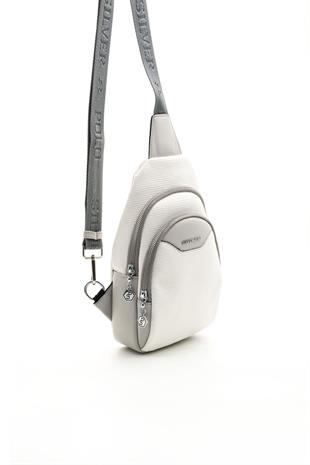 Silver & Polo Beyaz - A.gri SP959 Kadın Bel Çantası