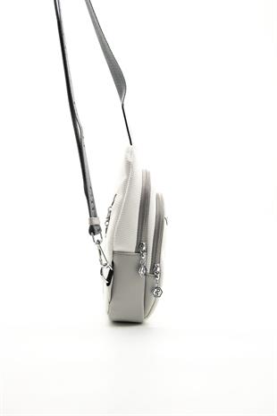 Silver & Polo Beyaz - A.gri SP959 Kadın Bel Çantası