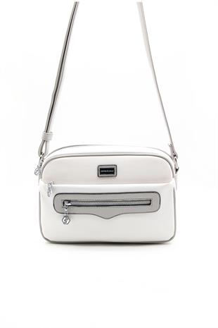 Silver & Polo Beyaz-A.gri SP491 Kadın Çapraz Çanta