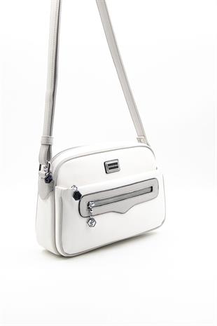 Silver & Polo Beyaz-A.gri SP491 Kadın Çapraz Çanta