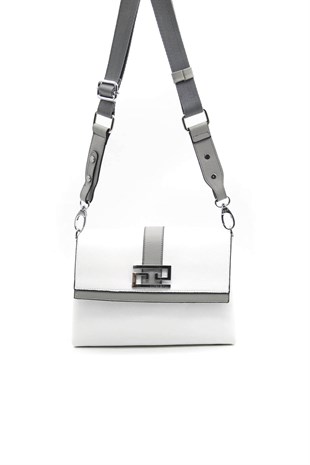 Silver & Polo Beyaz - A.gri SP1009 Kadın Çapraz Çanta