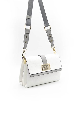 Silver & Polo Beyaz - A.gri SP1009 Kadın Çapraz Çanta