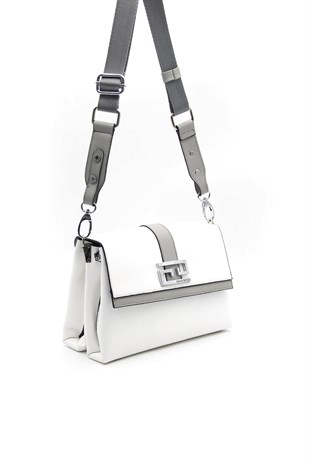 Silver & Polo Beyaz - A.gri SP1009 Kadın Çapraz Çanta