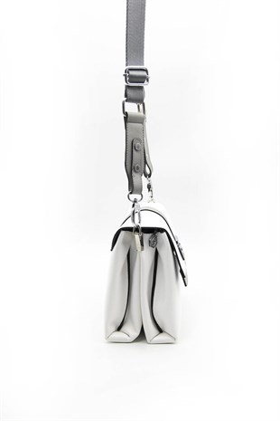 Silver & Polo Beyaz - A.gri SP1009 Kadın Çapraz Çanta