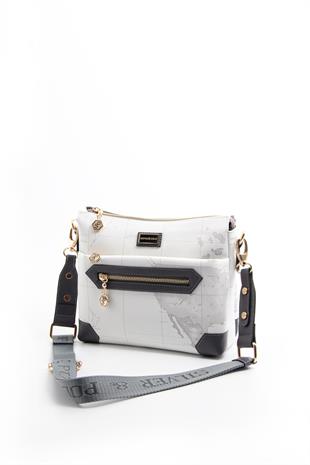 Silver & Polo Beyaz - Antrasit SP1110 Kadın Çapraz Çanta