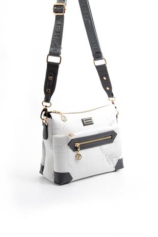 Silver & Polo Beyaz - Antrasit SP1110 Kadın Çapraz Çanta