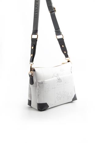 Silver & Polo Beyaz - Antrasit SP1110 Kadın Çapraz Çanta