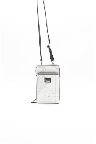 Silver & Polo Beyaz - Antrasit SP1011 Kadın Askılı Cüzdanlı Telefon Çantası