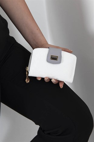 Silver & Polo Beyaz - A.gri SP874 Kadın Cüzdan & Kartlık