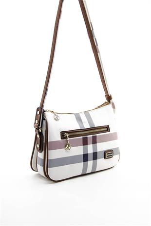 Silver & Polo Beyaz - Taba SP818 Kadın Çapraz Çanta