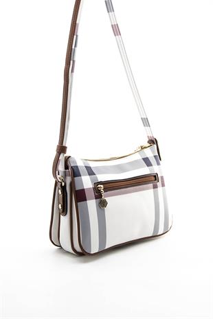 Silver & Polo Beyaz - Taba SP818 Kadın Çapraz Çanta