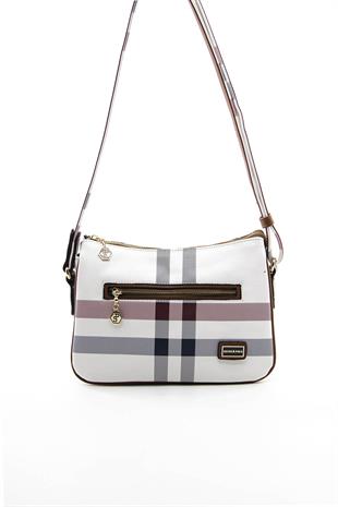 Silver & Polo Beyaz - Taba SP818 Kadın Çapraz Çanta