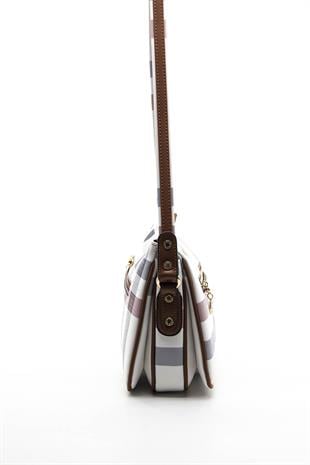 Silver & Polo Beyaz - Taba SP818 Kadın Çapraz Çanta