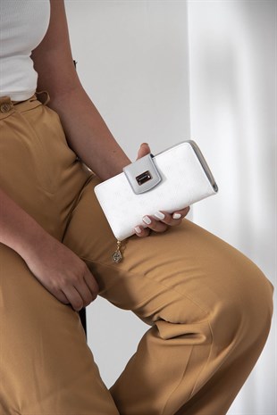 Silver & Polo Beyaz - A.gri SP928 Kadın Cüzdan & Kartlık