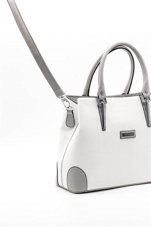Silver & Polo Beyaz - A.gri SP667 Kadın El Çantası