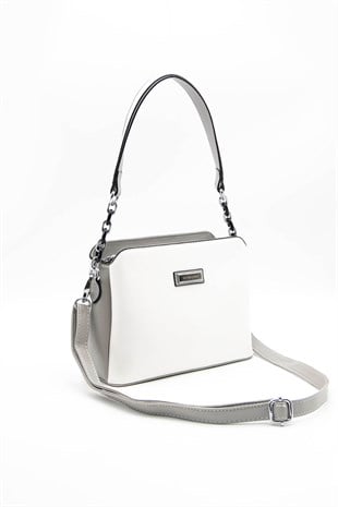 Silver & Polo Beyaz - A.gri SP937 Kadın Omuz Çantası