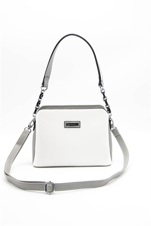 Silver & Polo Beyaz - A.gri SP937 Kadın Omuz Çantası