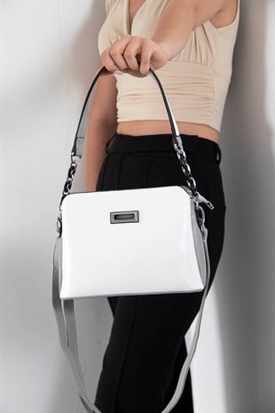 Silver & Polo Beyaz - A.gri SP937 Kadın Omuz Çantası