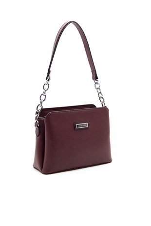 Silver & Polo Bordo - Bordo SP937 Kadın Omuz Çantası