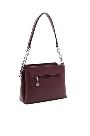 Silver & Polo Bordo - Bordo SP937 Kadın Omuz Çantası