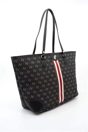 Silver & Polo Füme - Siyah SP1169 Kadın Omuz Shopper Çanta