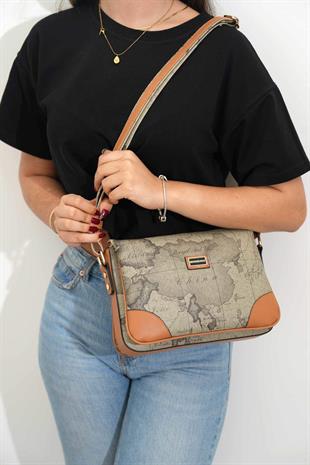 Silver & Polo Haki - A.Taba SP784 Kadın Çapraz Çanta