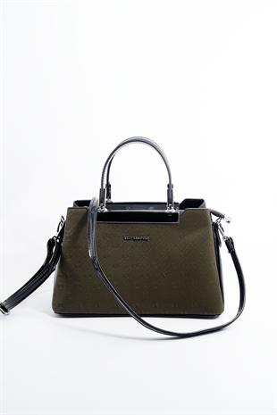 Silver & Polo Haki - Siyah SP913 Kadın El Çantası