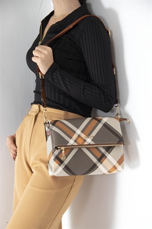 Silver & Polo Haki - Taba SP963 Kadın Çapraz Çanta