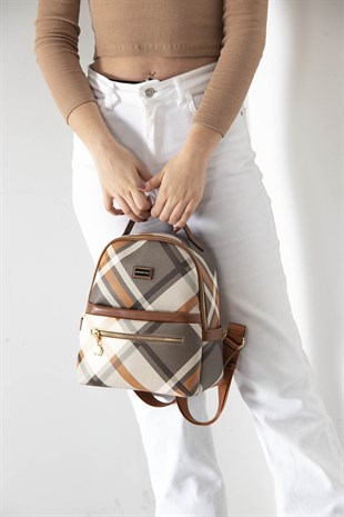 Silver & Polo Haki - Taba SP1061 Kadın Sırt Çantası