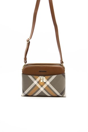 Silver & Polo Haki - Taba SP623 Kadın Çapraz Çanta