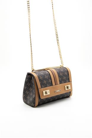 Silver & Polo Kahve Sarı - A.Taba SP1139 Kadın Çapraz Çanta