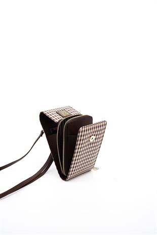 Silver & Polo Kahve Sarı - Kahve SP1145 Kadın Askılı Askılı Cüzdanlı Telefon Çantası