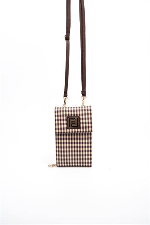 Silver & Polo Kahve Sarı - Kahve SP1145 Kadın Askılı Askılı Cüzdanlı Telefon Çantası