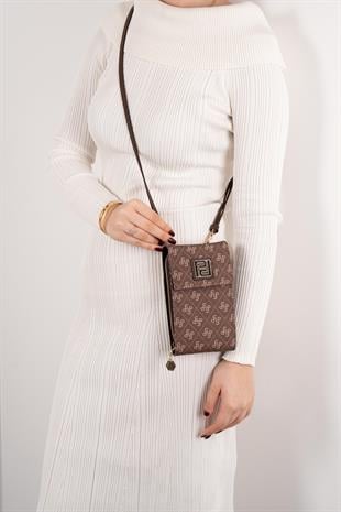 Silver & Polo Kahve SP1145 Kadın Askılı Askılı Cüzdanlı Telefon Çantası