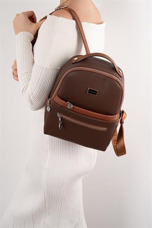 Silver & Polo Kahve - Taba SP1061 Kadın Sırt Çantası