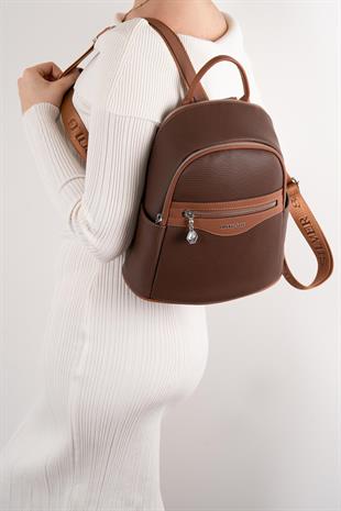 Silver & Polo Kahve - Taba SP1161 Kadın Sırt Çantası