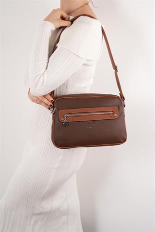 Silver & Polo Kahve - Taba SP753 Kadın Çapraz Çanta