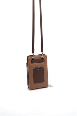 Silver & Polo Karamel - Kahve SP1011 Kadın Askılı Cüzdanlı Telefon Çantası