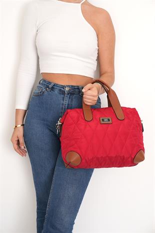 Silver & Polo Kırmızı - Taba SP1152 Kadın Seyahat Çantası