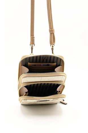 Silver & Polo Koyu Bej - A.Taba SP1011 Kadın Askılı Cüzdanlı Telefon Çantası