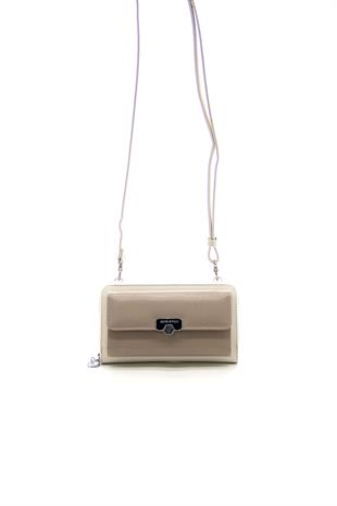 Silver & Polo Koyu Bej - Kemik SP921 Kadın Askılı Cüzdanlı Telefon Çantası