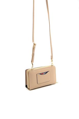 Silver & Polo KoyuBej - Ten SP1138 Kadın Askılı Cüzdanlı Telefon Çantası