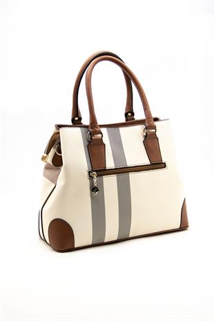 Silver & Polo Krem - Taba SP667 Kadın El Çantası