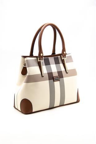 Silver & Polo Krem - Taba SP667 Kadın El Çantası