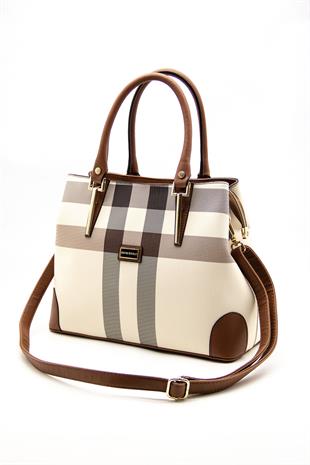 Silver & Polo Krem - Taba SP667 Kadın El Çantası