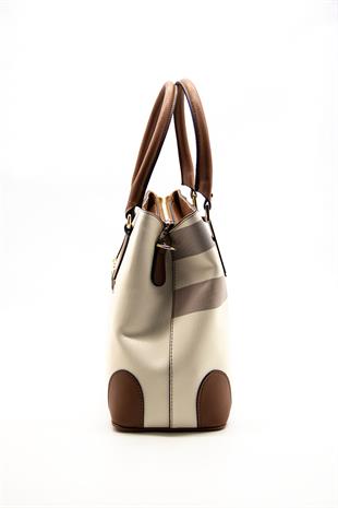 Silver & Polo Krem - Taba SP667 Kadın El Çantası